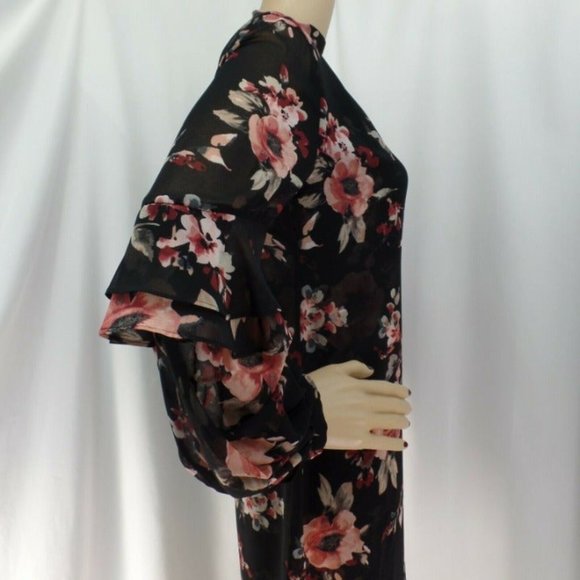 "WHITE HOUSE BLACK MARKET" LONG SLEEVE FLORAL CHOKER SHIFT DRESS SIZE: SP NWT - Picture 6 of 10
